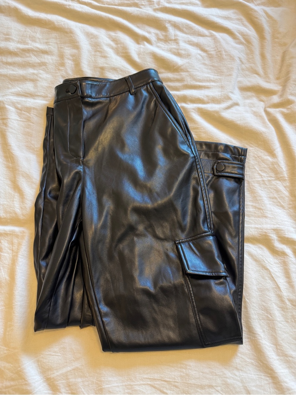 Bailey 44 Black Faux Leather Cargo Pants